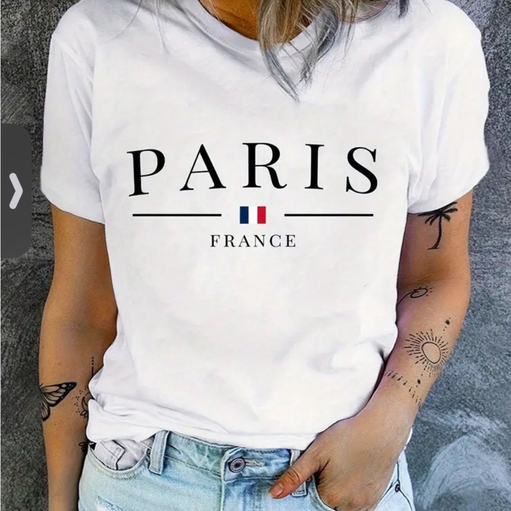 NWOT White Paris Graphic T-Shirt